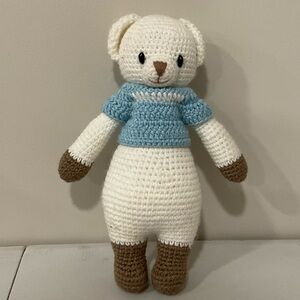 Hallmark Crochet Teddy Bear with Blue Sweater